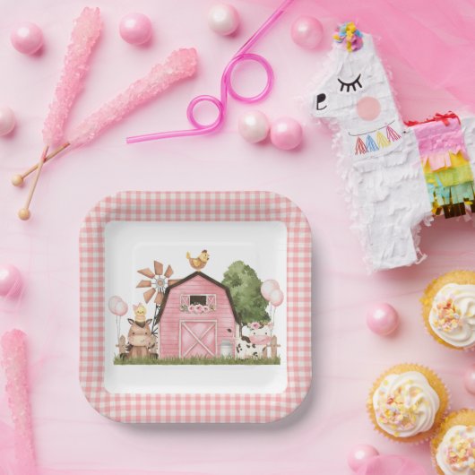 Bord van de roze Barn Animal Party (Feest)