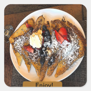 Bord van Franse toast met fruitkunst Vierkante Sticker