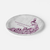 Bord van magenta Peacock Leaf Vine Wedding Paper (Gekanteld)