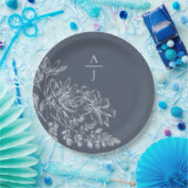 Bord van modern mosterdblauw monogram - Floral pap (Feest)