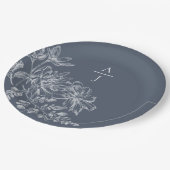 Bord van modern mosterdblauw monogram - Floral pap (Gekanteld)