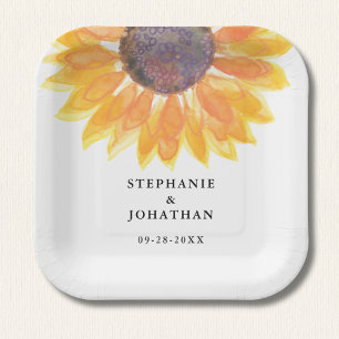 Bord van modern Rustic Sunflower Wedding Square Pa