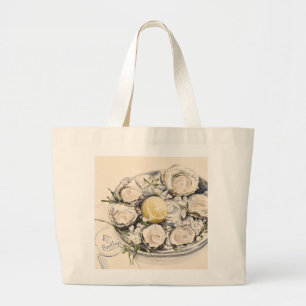 Bord van oesters 2012 grote tote bag