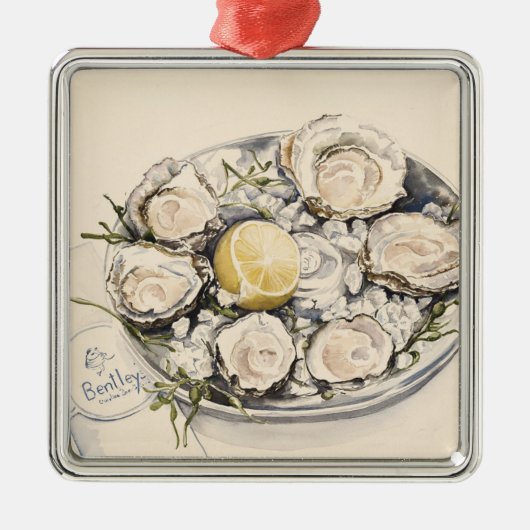 Bord van oesters 2012 metalen ornament (Voorkant)
