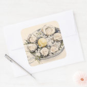 Bord van oesters 2012 vierkante sticker (Envelop)