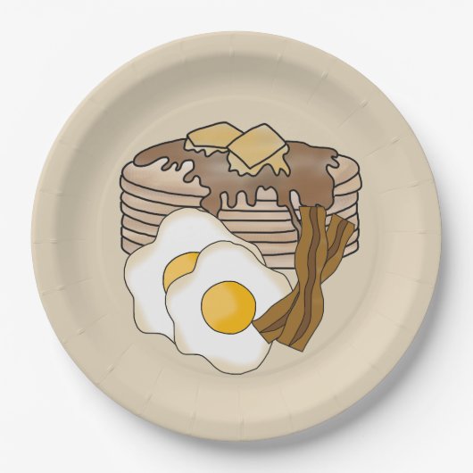 Bord van pannenkoeken en baconontbijten (Voorkant)