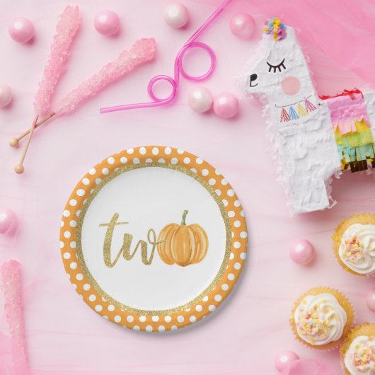 Bord van pompoen 2e verjaardag - Oranje Stippen (Feest)