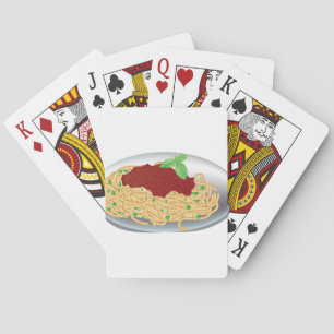 Bord van speelkaarten voor spaghetti