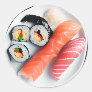 Bord van Sushi Realistische voeding Ronde Sticker
