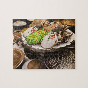 Bord van verse kerstkoekjes legpuzzel