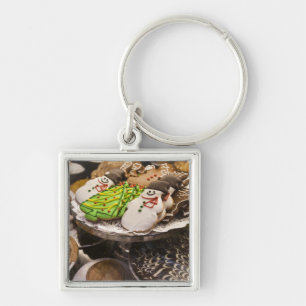 Bord van verse kerstkoekjes sleutelhanger