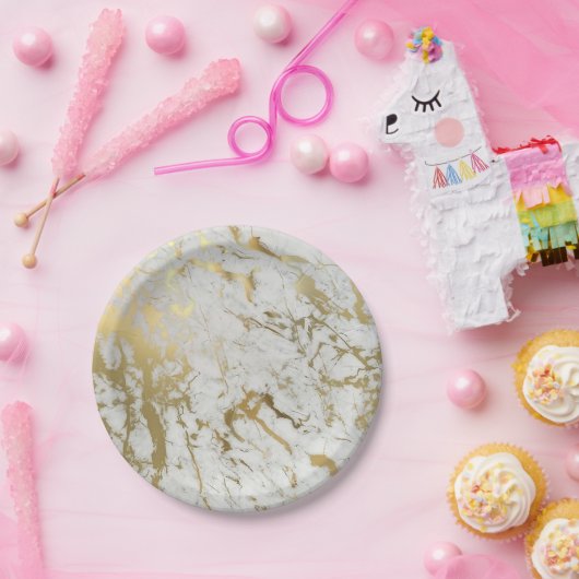 bord van wit en goudmarmer (Feest)