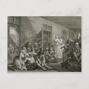 Bord VIII van A Rake's Progress, 1735 Briefkaart