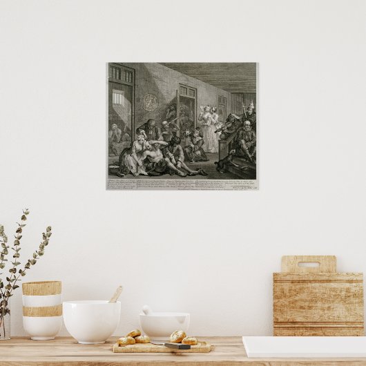 Bord VIII van A Rake's Progress, 1735 Poster (Keuken)