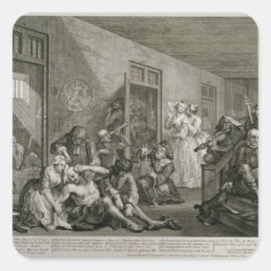 Bord VIII van A Rake's Progress, 1735 Vierkante Sticker