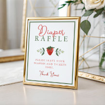 Bord voor baby shower luierspel met aardbei thema