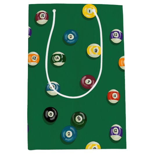 Bord voor biljart verjaardagsfeest medium cadeauzakje (Voorkant)