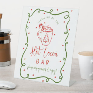 Bord voor hete chocoladebar reclamebord met voetstuk