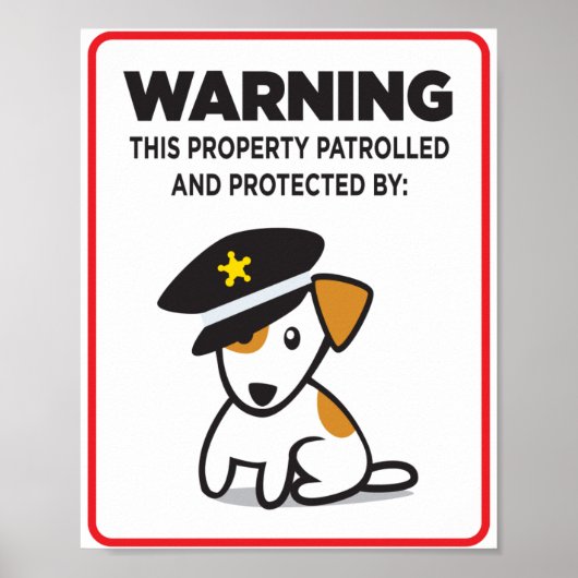 bord voor hond op afscherming poster (Voorkant)