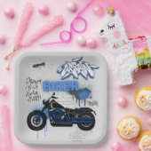 Bord voor motorfietsblauw en grijs papier (Feest)