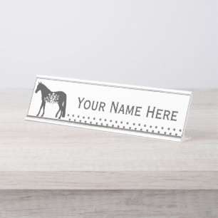 Bord voor naam Floral Horse Bureau Naambordje
