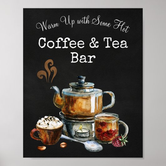 Bord voor warme koffie en theebar poster (Voorkant)
