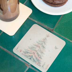  bord Vrolijk kerstfeest Vierkante Kartonnen Onderzetter