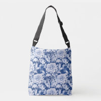 Bord wit/blauw herhaal roos