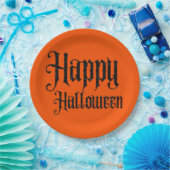 Bord zwart glitter Happy Halloween-papier (Feest)