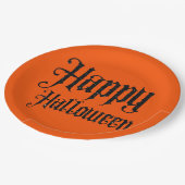 Bord zwart glitter Happy Halloween-papier (Gekanteld)