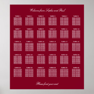 Bordeaux 30 Tafel Trouwzaal Stoelen Plattegrond Po Poster