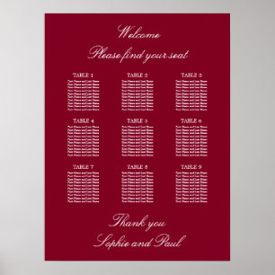 Bordeaux 9 Tafel Trouw Stoelen Plattegrond Poster