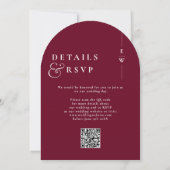 Bordeaux All In One Monogram QR Code Bruiloft Kaart (Achterkant)