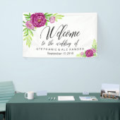 Bordeaux Aquarel Pioenrozen Trouwbanner Spandoek (Beurs)