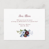 bordeaux bleu poussiéreux serez-vous ma carte de d (Dos)