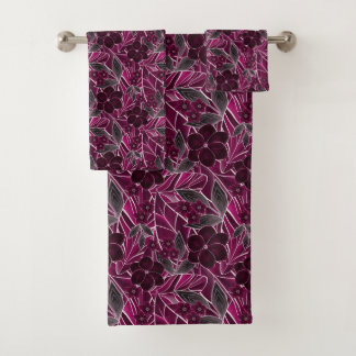 Bordeaux bloemen. bad handdoek