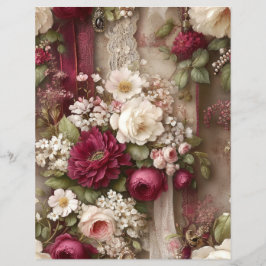 Bordeaux Bloemen Junk Journal Scrapbook Papier