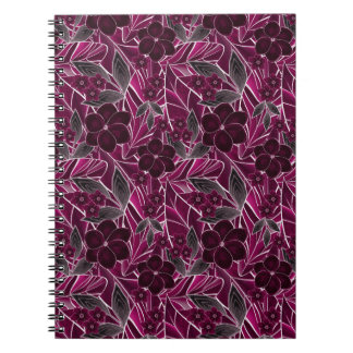 Bordeaux bloemen. notitieboek