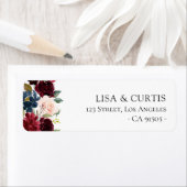 Bordeaux bloemenadreslabel etiket (Insitu)