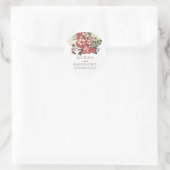 bordeaux bloemenbruiloft ronde sticker (Tas)