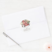 bordeaux bloemenbruiloft ronde sticker (Envelop)