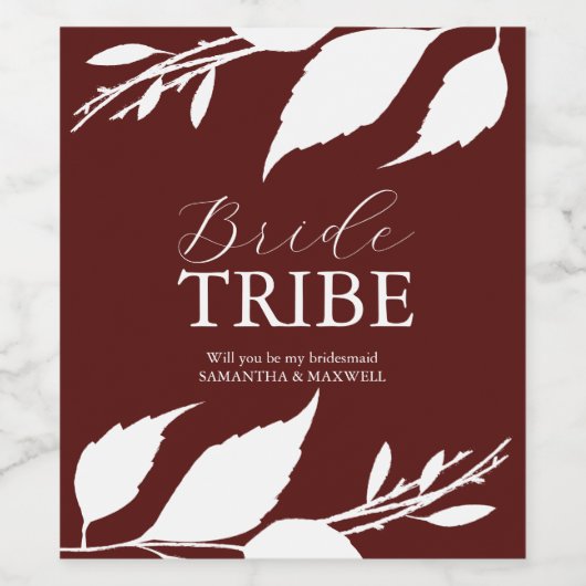 Bordeaux bruidsmeisje voorstel label wijn etiket (Enkel label)