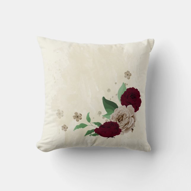 Bordeaux champagne bloemen kussen (Voorkant)
