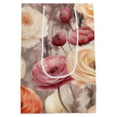 Bordeaux Crème Lente Bloemen Bruiloft Feest Medium Cadeauzakje (Achterkant)