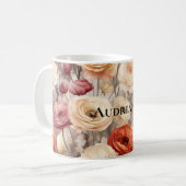 Bordeaux Crème Lente Bloemen Koffiemok (Voorkant links)
