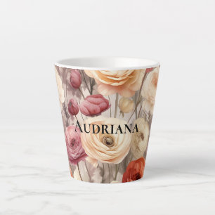 Bordeaux Crème Lente Bloemen   Latte Mok