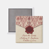 Bordeaux Damask Save the Date Magnet Magneet (Voorkant / Achterkant)