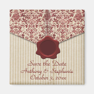 Bordeaux Damask Save the Date Magnet Magneet