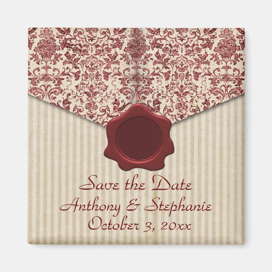 Bordeaux Damask Save the Date Magnet Magneet (Voorkant)