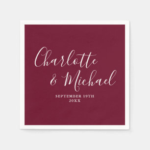 Bordeaux Elegante Signature Bruiloft Servet